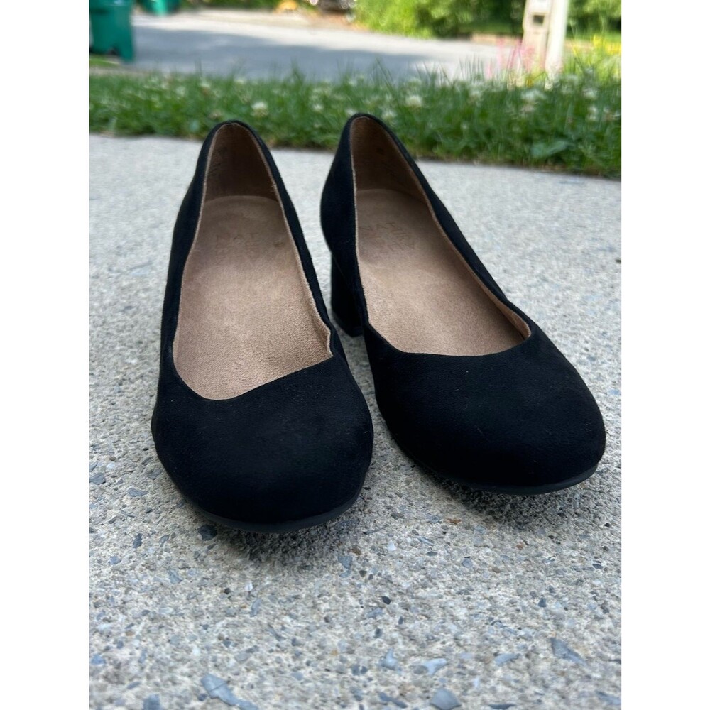Naturalizer Classic Black Suede Block Heel Pumps - Women